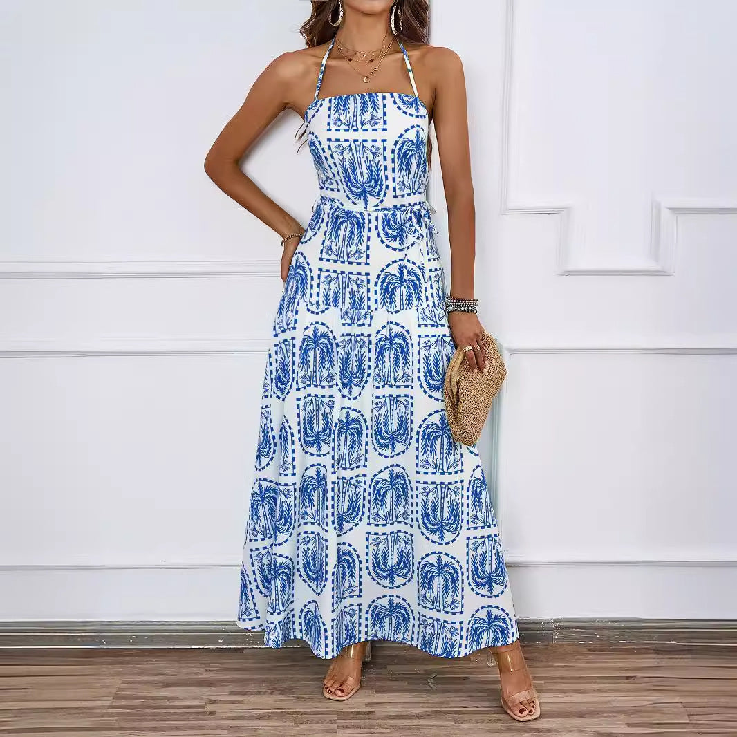 Damen Maxikleid mit raffiniertem Design und luftigen Trägern EB