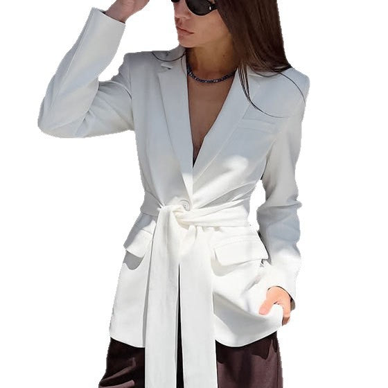 Damen Eleganter Taillierter Blazer mit Knotenverschluss EB