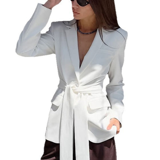 Damen Eleganter Taillierter Blazer mit Knotenverschluss EB