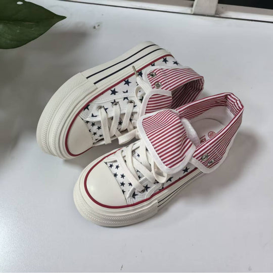 Damen Lässige Sneakers mit abnehmbaren Kragen und einzigartigem Sternenmuster EB