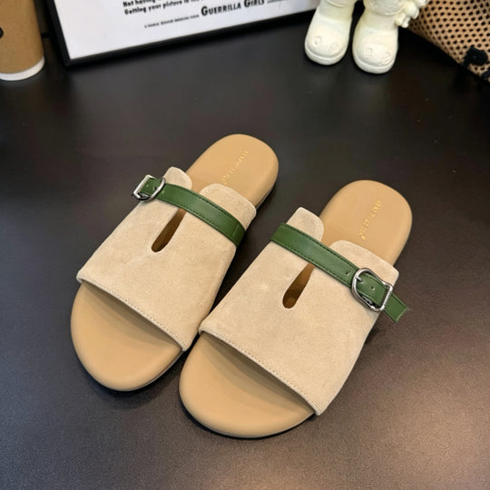 Damen modische Clogs mit modischen Riemchen und komfortablem Fußbett EB