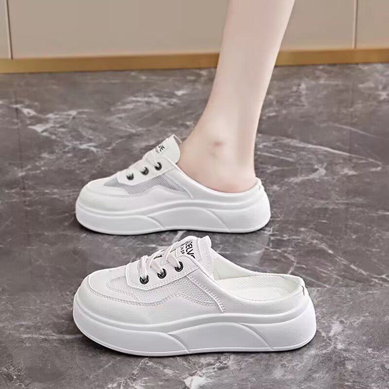 Damen Trendige Slip-On Sneakers mit dicker Plattform und atmungsaktiven Einsätzen EB