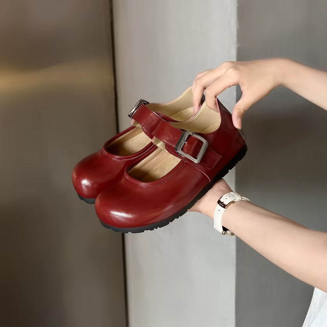 Damen Mary Jane Ballerinas mit modischem Riemen und rutschfester Sohle EB