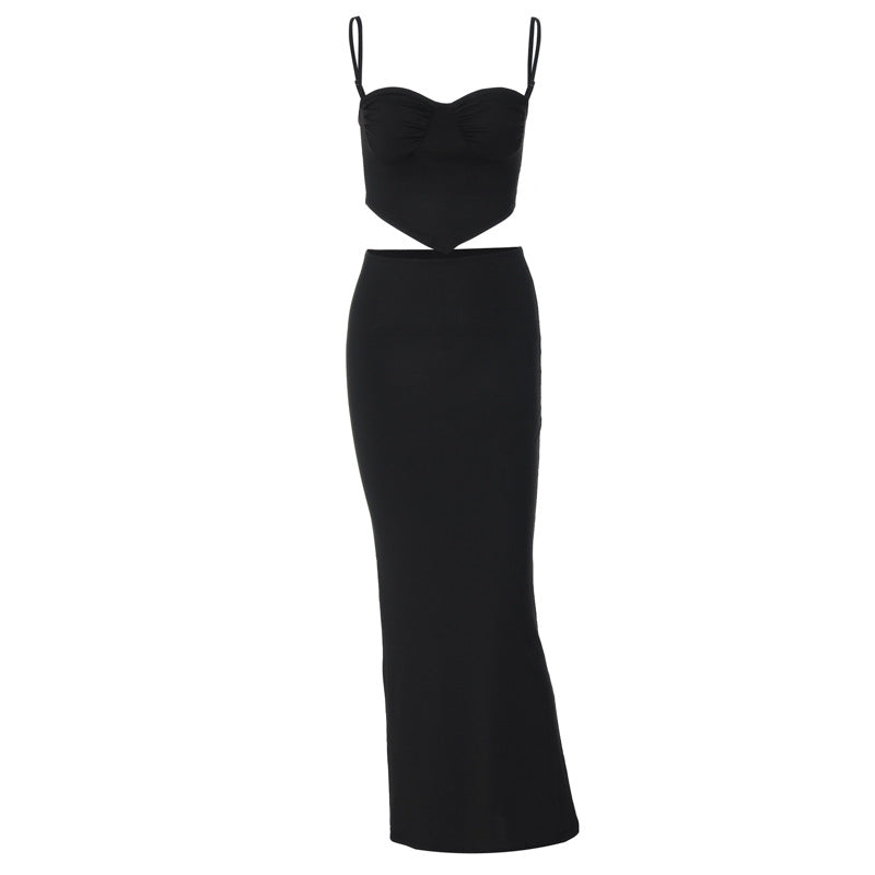 Damen Etuikleid mit raffinierten Cut-Outs und trägerlosem Oberteil EB