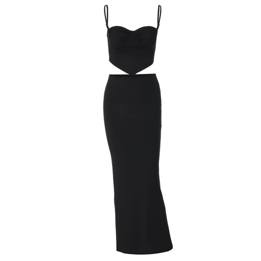 Damen Etuikleid mit raffinierten Cut-Outs und trägerlosem Oberteil EB