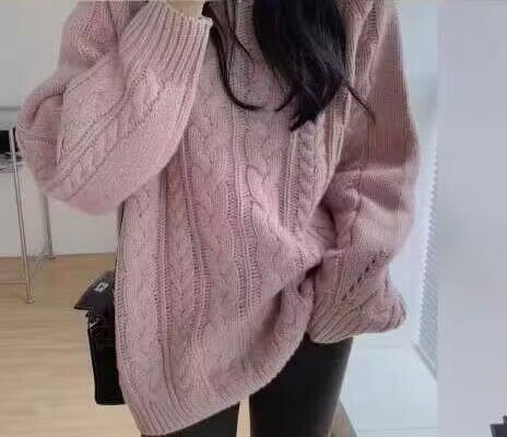 Damen Grobstrickpullover im lässigen Oversized-Stil mit Zopfmuster EB