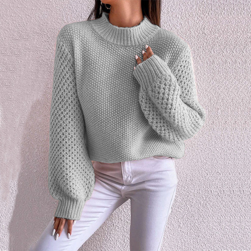 Damen kuscheliger Oversized Pullover mit strukturiertem Muster und Rollkragen EB