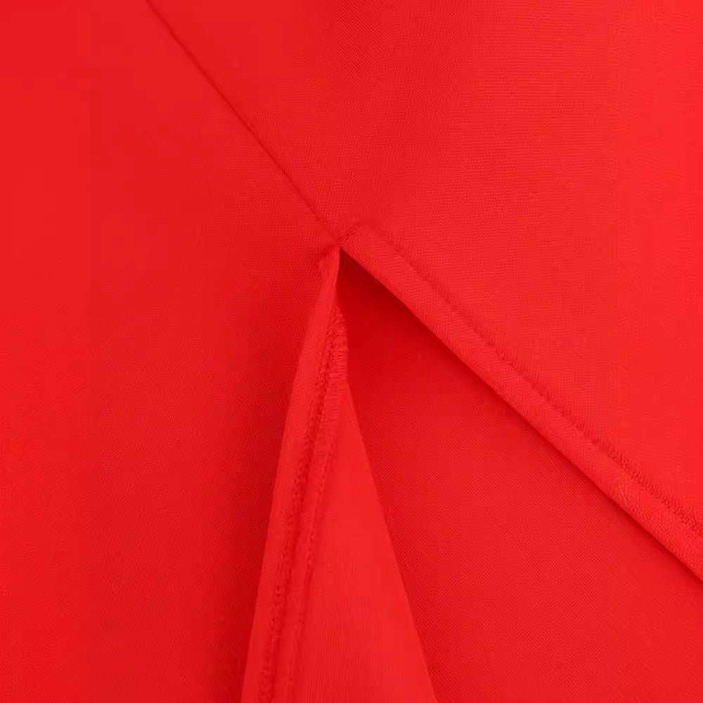 Damen figurbetontes Abendkleid mit voluminösen Rüschendetails und asymmetrischem Design EB