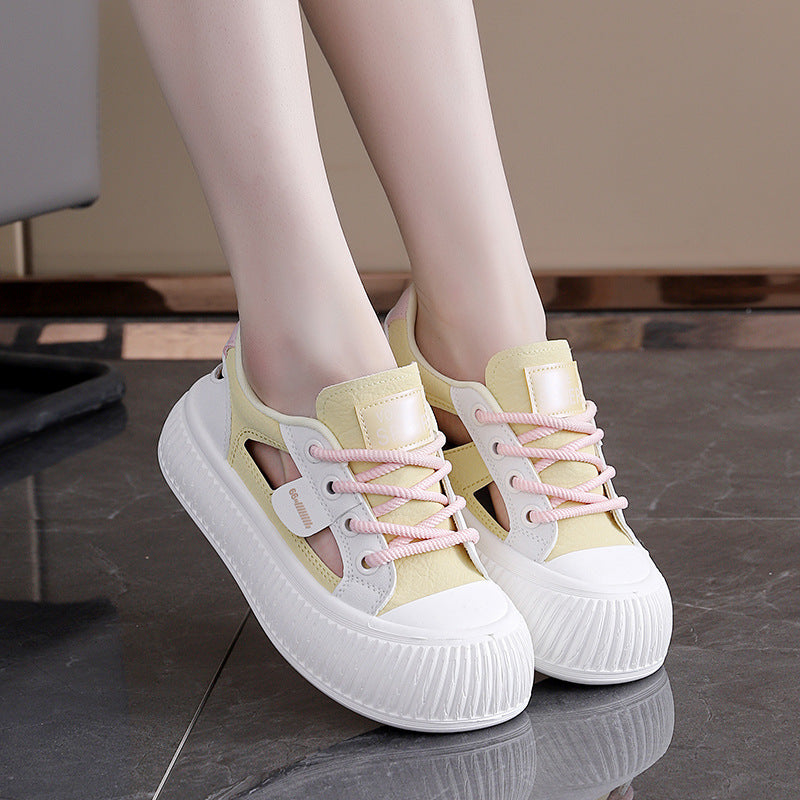 Damen modische Sneakers mit hochgezogener Sohle und atmungsaktiver Struktur EB