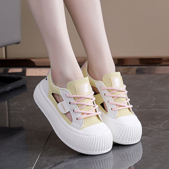 Damen modische Sneakers mit hochgezogener Sohle und atmungsaktiver Struktur EB