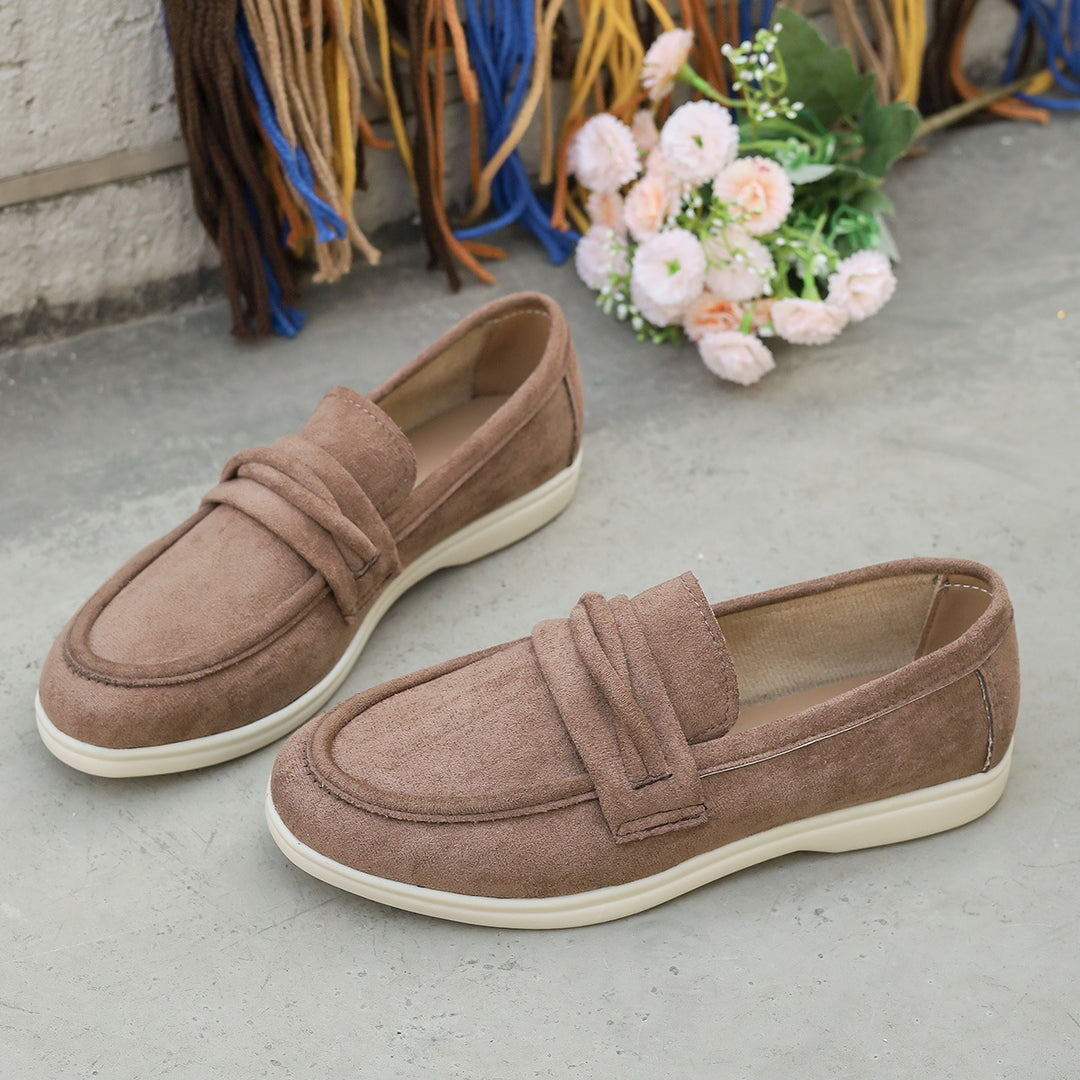 Damen nan elegante Wildlederoptik-Loafer mit gepolstertem Komfortfußbett EB
