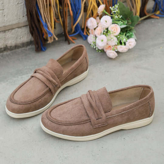 Damen nan elegante Wildlederoptik-Loafer mit gepolstertem Komfortfußbett EB