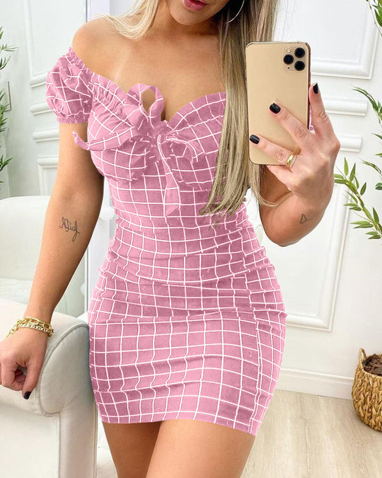 Damen figurbetontes Oberteilkleid mit Rüschendetails EB
