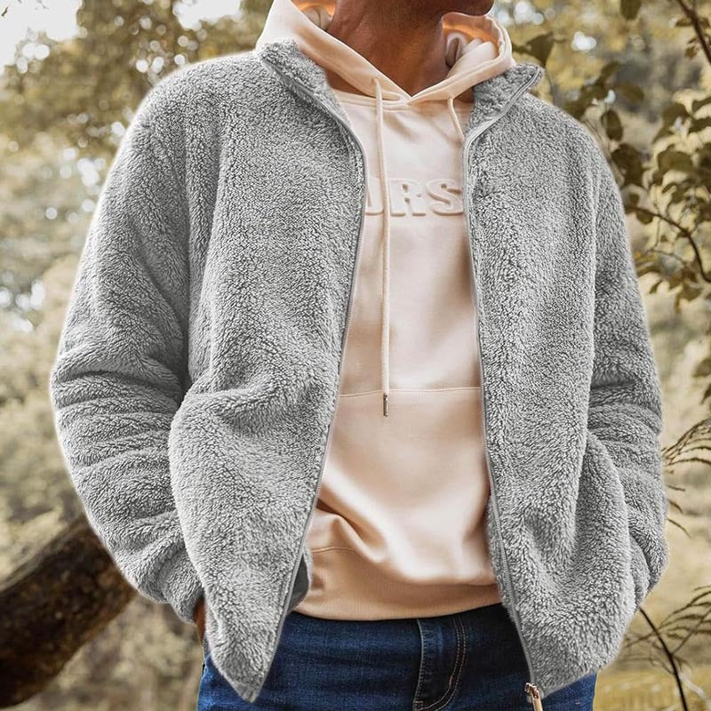 Herren Fleecejacke mit hohem Kragen und praktischen Taschen EB