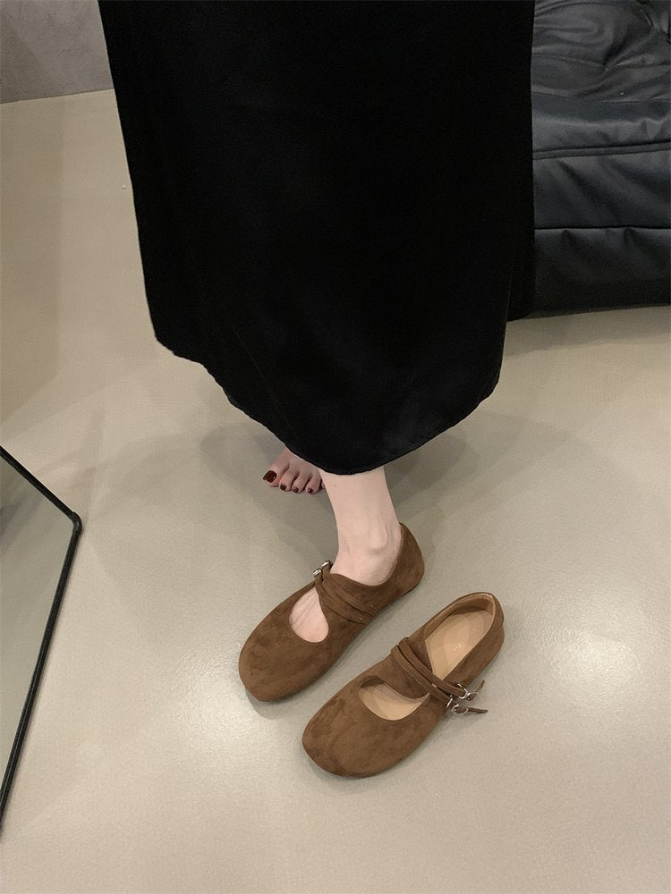 Damen bequeme Ballerinas mit modischem Riemchen und rutschfester Sohle EB