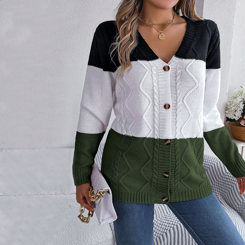 EB | Farbblock Strickjacke mit Modischem Stil