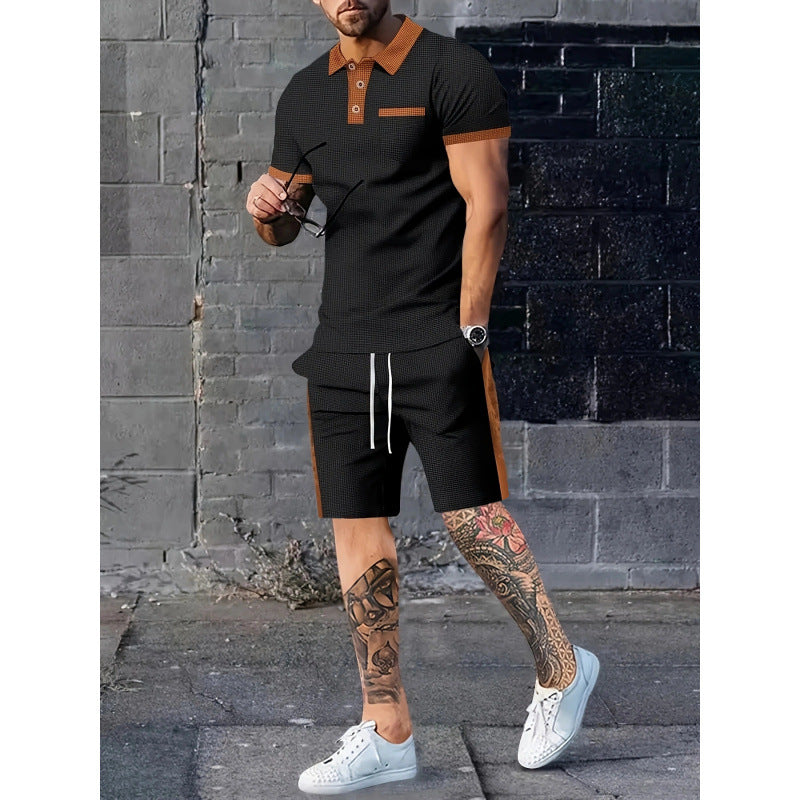 Herren Poloshirt und Shorts Set mit stylischem Kontrastdesign EB