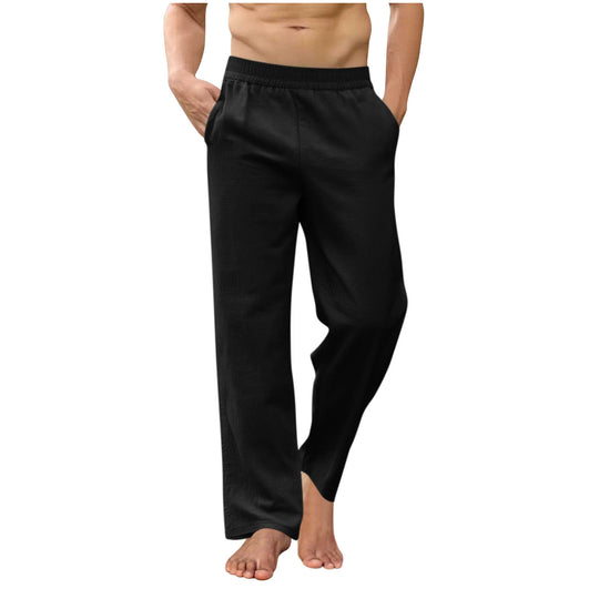 Herren nan lockere Loungehose mit elastischem Bund, Eingrifftaschen und seitlichen Knöchelschlitzen EB