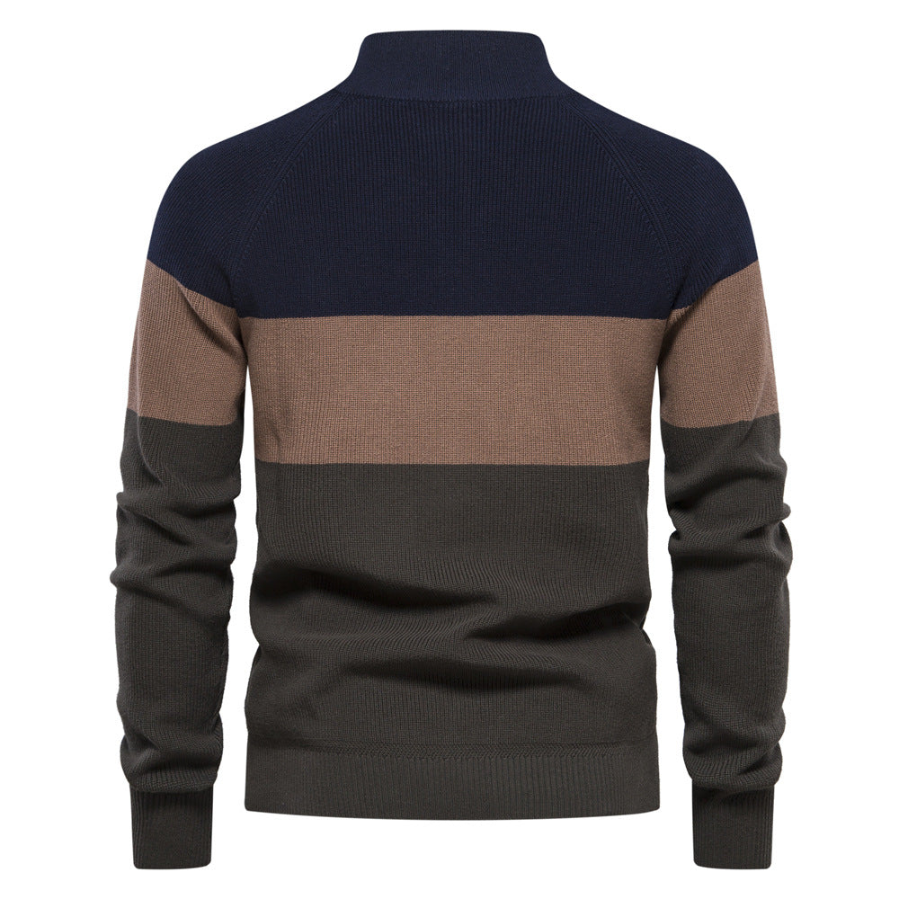 Herren Strickjacke mit modischem Farbblockdesign und hochwertigem Reißverschluss EB