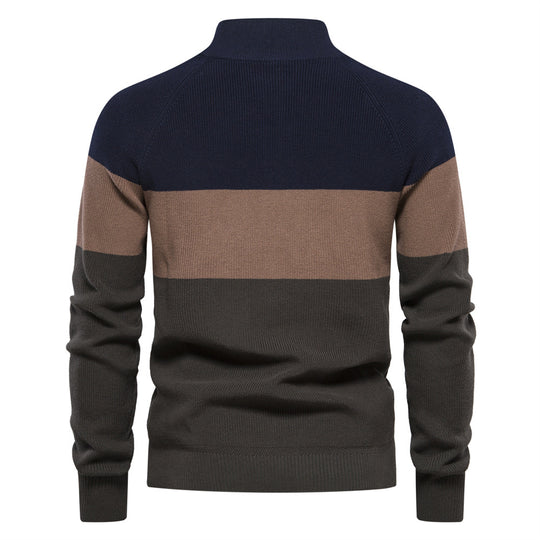 Herren Strickjacke mit modischem Farbblockdesign und hochwertigem Reißverschluss EB