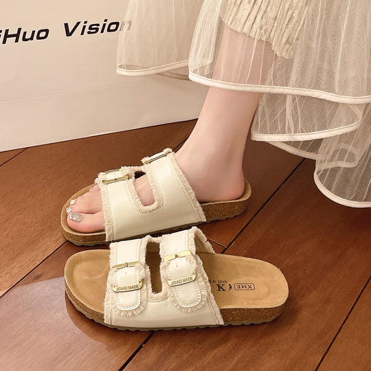 Damen Komfortable und stilvolle Clogs mit doppeltem Riemen und Verstellbarem Schnallenverschluss EB