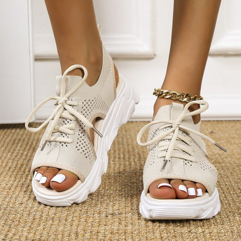 Damen Sneakersandale mit atmungsaktivem Strickoberteil und komfortabler Plattformsohle EB