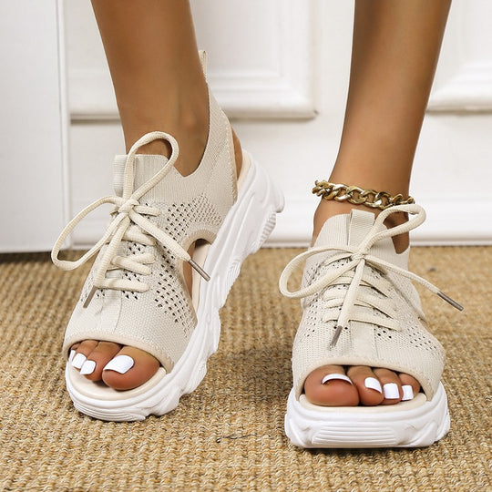 Damen Sneakersandale mit atmungsaktivem Strickoberteil und komfortabler Plattformsohle EB