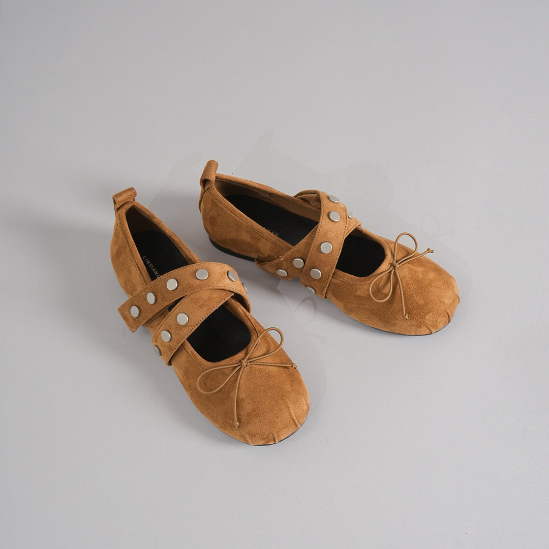 Damen Ballerinas mit modischem Schnallen- und Schleifendetail EB