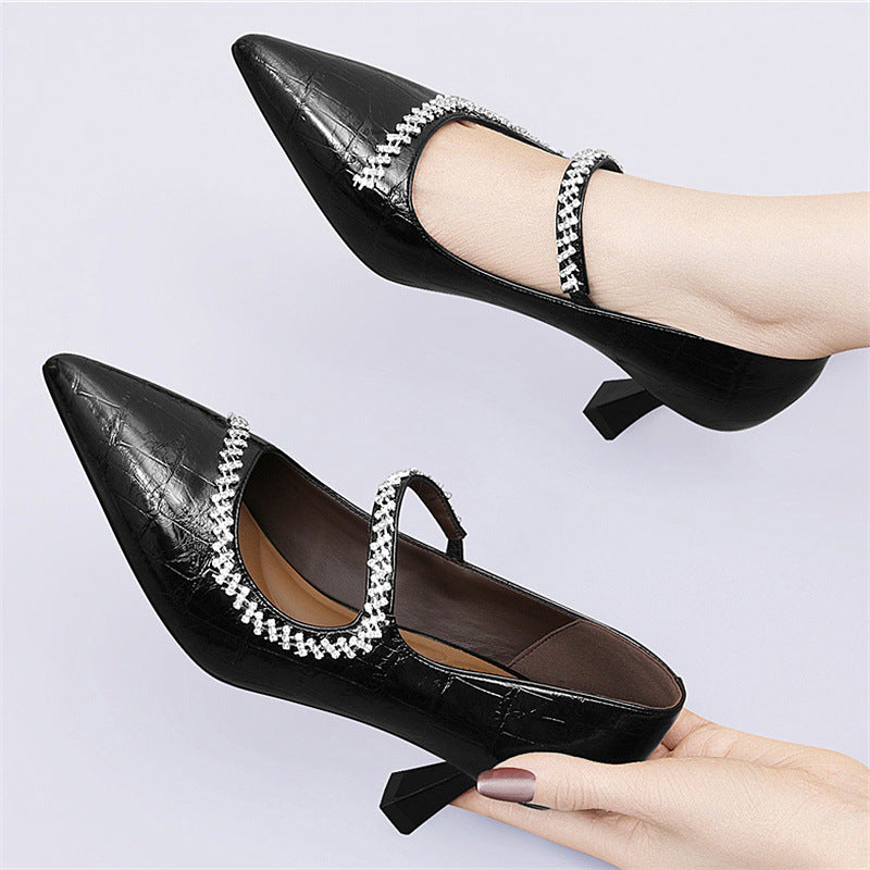 Damen elegante Slingback-Pumps mit funkelndem Schmuckdetail EB