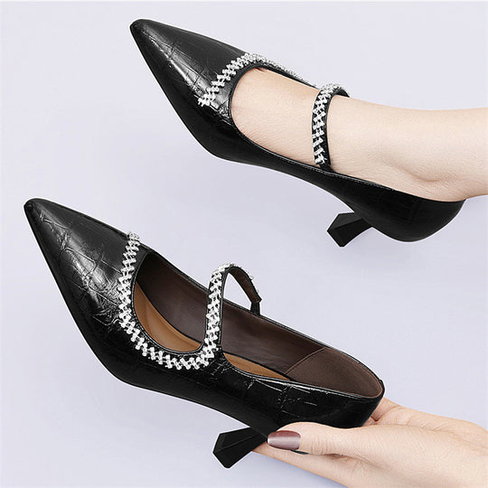 Damen elegante Slingback-Pumps mit funkelndem Schmuckdetail EB