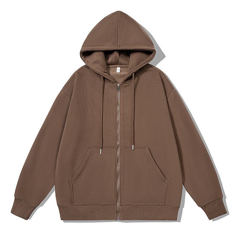 Unisex oversized Kapuzenjacke mit ausladendem Schulterschnitt, durchgehendem Reißverschluss und French-Terry EB