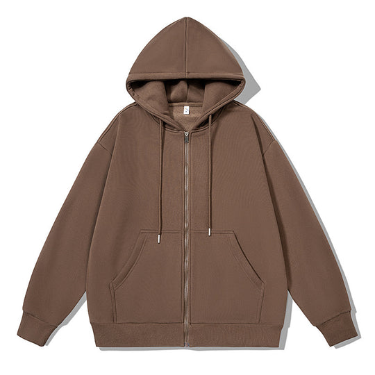 Unisex oversized Kapuzenjacke mit ausladendem Schulterschnitt, durchgehendem Reißverschluss und French-Terry EB