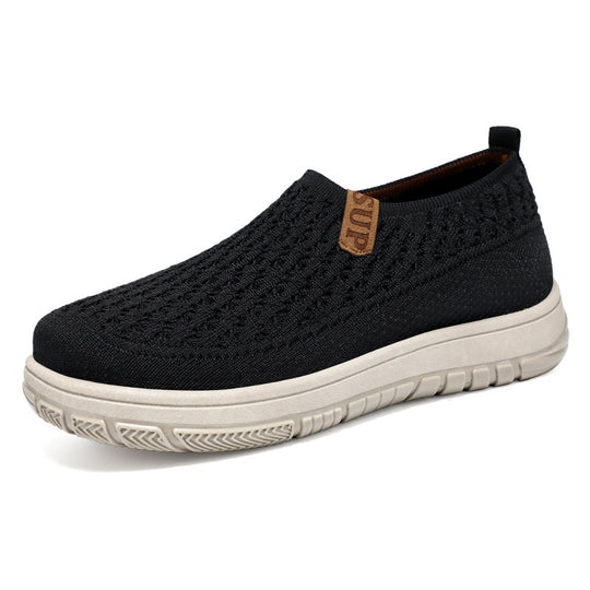 Damen atmungsaktive Slip-On Sneakers mit flexiblem Strickdesign EB