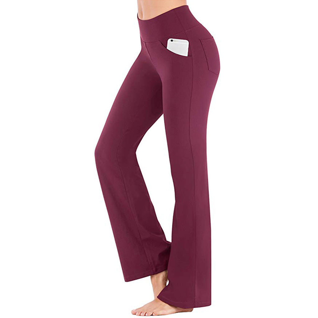 Damen nan ausgestellte Highwaist Yogahose mit seitlicher Handytasche und formendem Komfortbund EB
