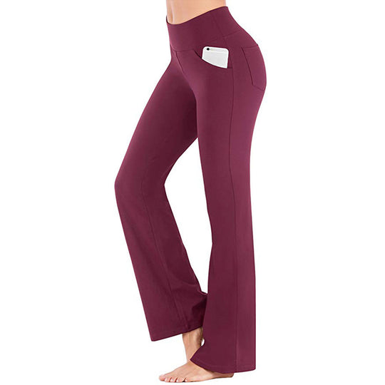 Damen nan ausgestellte Highwaist Yogahose mit seitlicher Handytasche und formendem Komfortbund EB