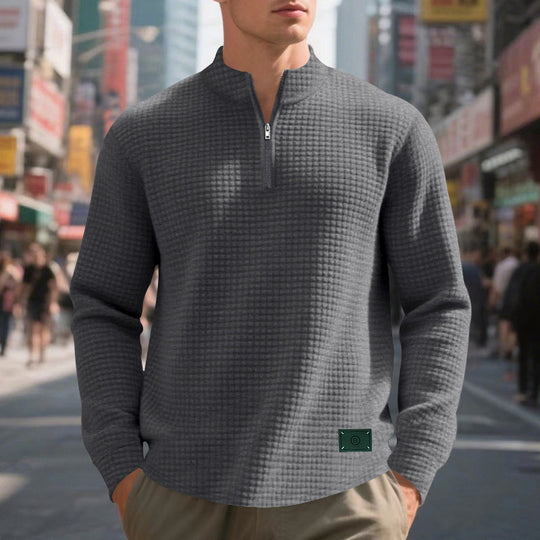 Herren Pullover mit Reißverschluss und strukturiertem Design EB