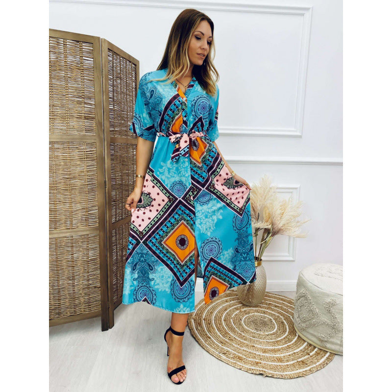 Damen Bohemian Wickelkleid EB