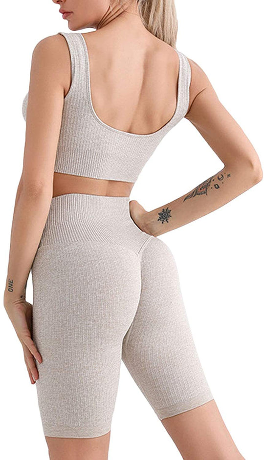 Damen Sportliches Wellness-Set mit Crop Top und Radlerhose EB