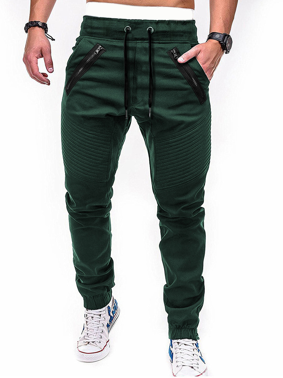 Herren Freizeit Jogginghose mit kontrastierenden Reißverschlusstaschen und elastischem Bund EB