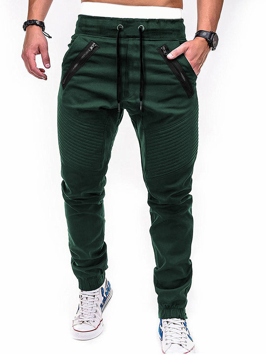 Herren Freizeit Jogginghose mit kontrastierenden Reißverschlusstaschen und elastischem Bund EB