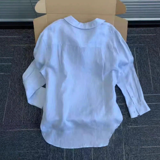 Damen Leichte Bluse Aus Atmungsaktivem Leinen mit Lässigem Schnitt EB