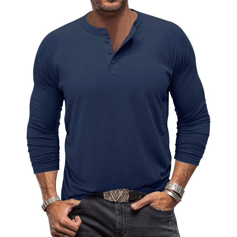 Herren Langarm-Henley-Shirt mit praktischem Knopfdesign EB