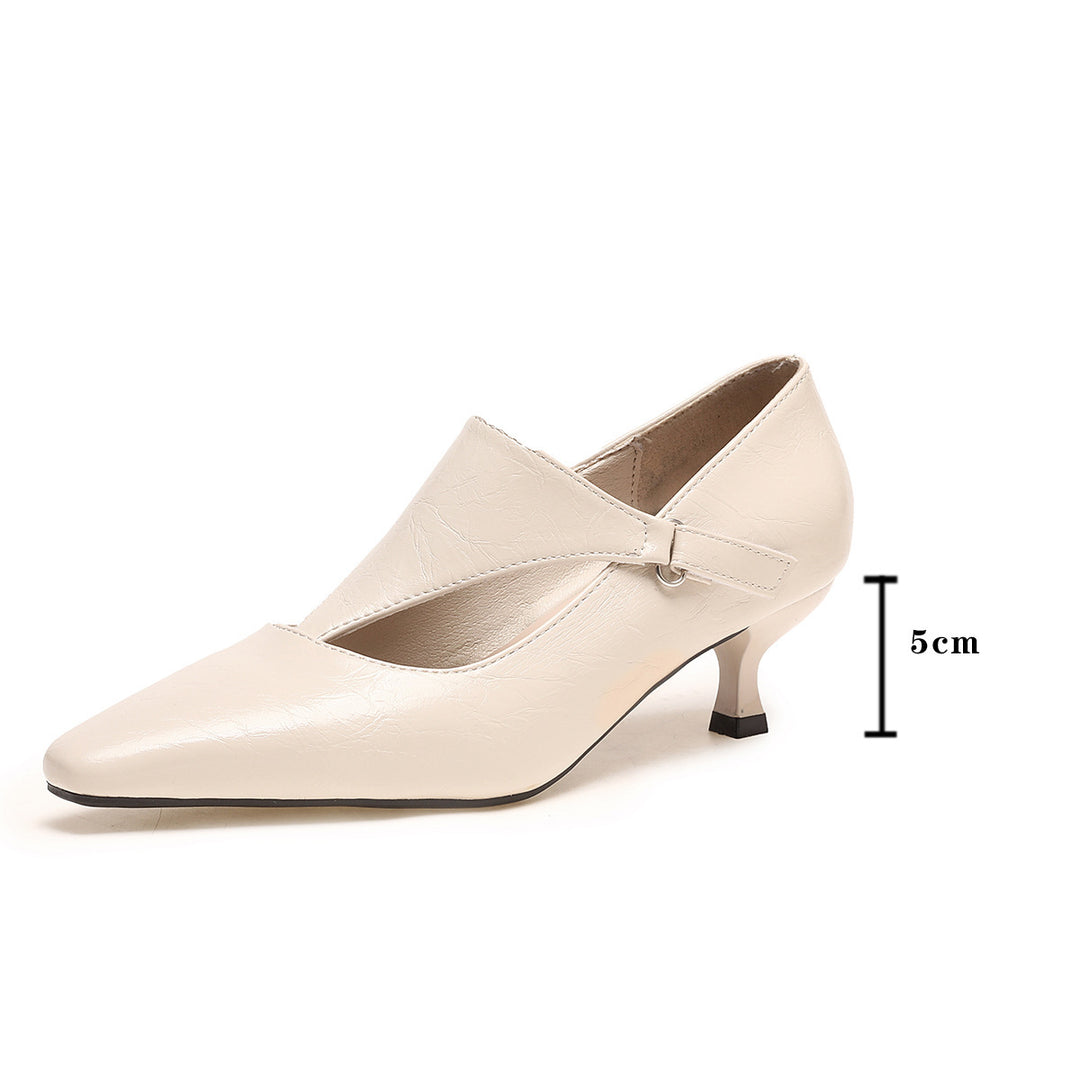 Damen elegante Peeptoe-Ballerinas mit modischem Riemen und komfortablem Absatz EB