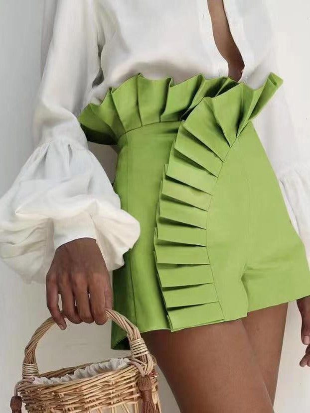 Damen Rüschenshorts mit asymmetrischem Schnitt EB