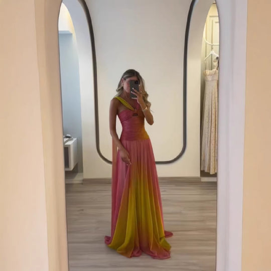 Damen Maxikleid mit fließendem Rock und eleganten Trägern EB