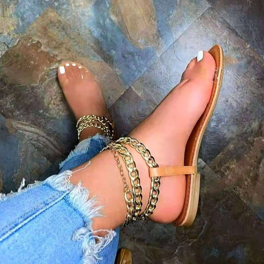 Damen Offene Mules mit Kettenverzierung und bequemer Sohle EB