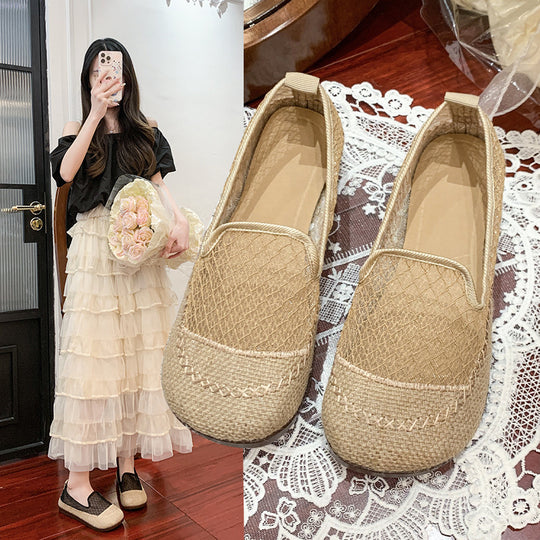 Damen Slip-On Ballerinas mit atmungsaktiver Netzstruktur und bequemer Sohle EB