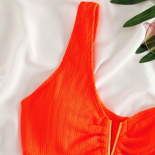Damen Bikini-Set mit komfortablem hoch taillierten Höschen und modischem Clip EB