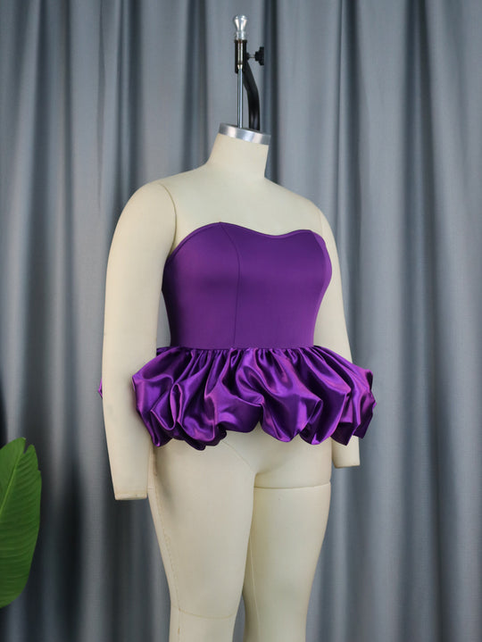 Damen Trendy Bustier mit Rüschenabschluss EB