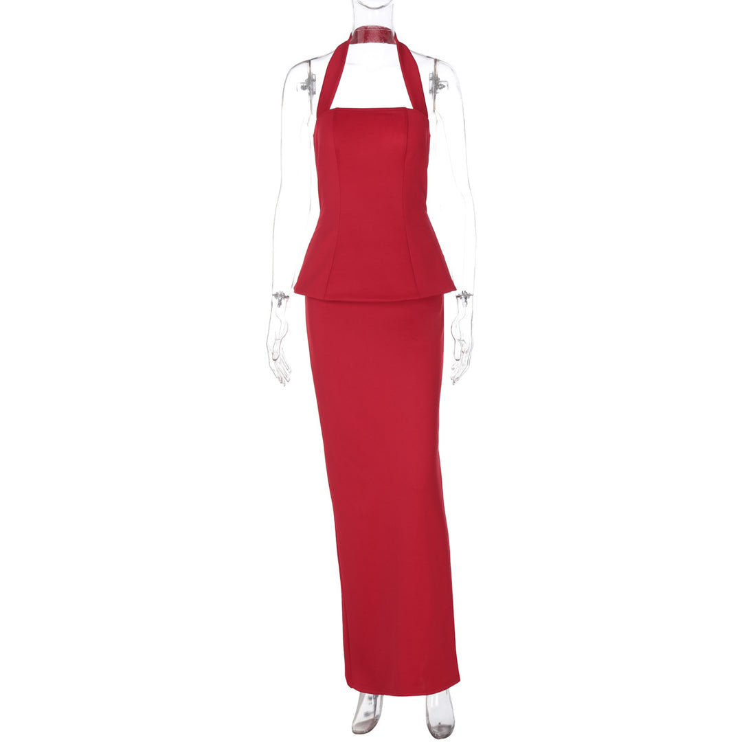 Damen Elegantes Maxikleid mit schmalem Schnitt und quadratischem Ausschnitt EB